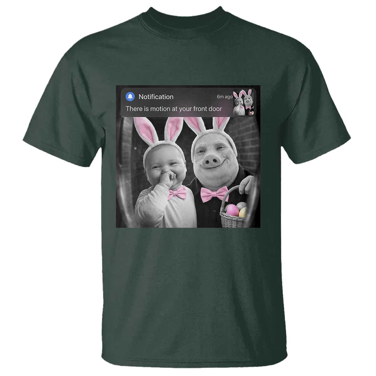 Funny Easter AI Baby with John Pork Meme T Shirt There Is Motion at Your Front Door Notification Humor
