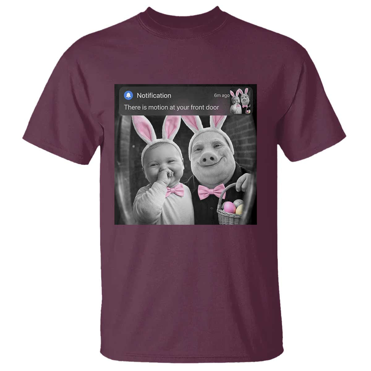 Funny Easter AI Baby with John Pork Meme T Shirt There Is Motion at Your Front Door Notification Humor