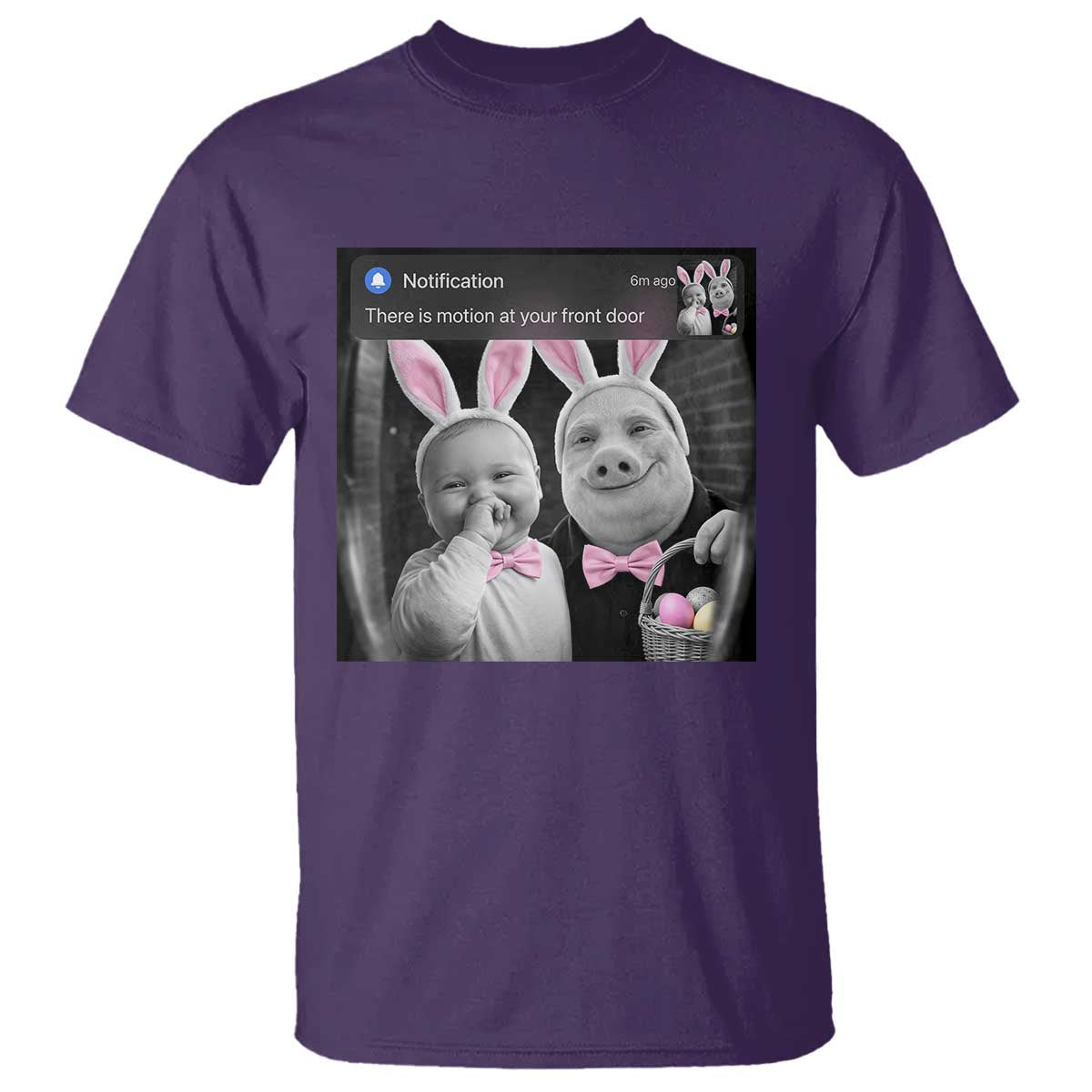 Funny Easter AI Baby with John Pork Meme T Shirt There Is Motion at Your Front Door Notification Humor