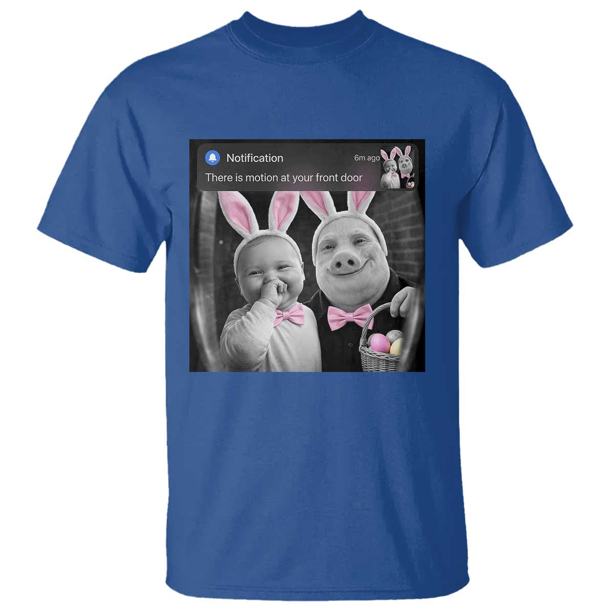 Funny Easter AI Baby with John Pork Meme T Shirt There Is Motion at Your Front Door Notification Humor