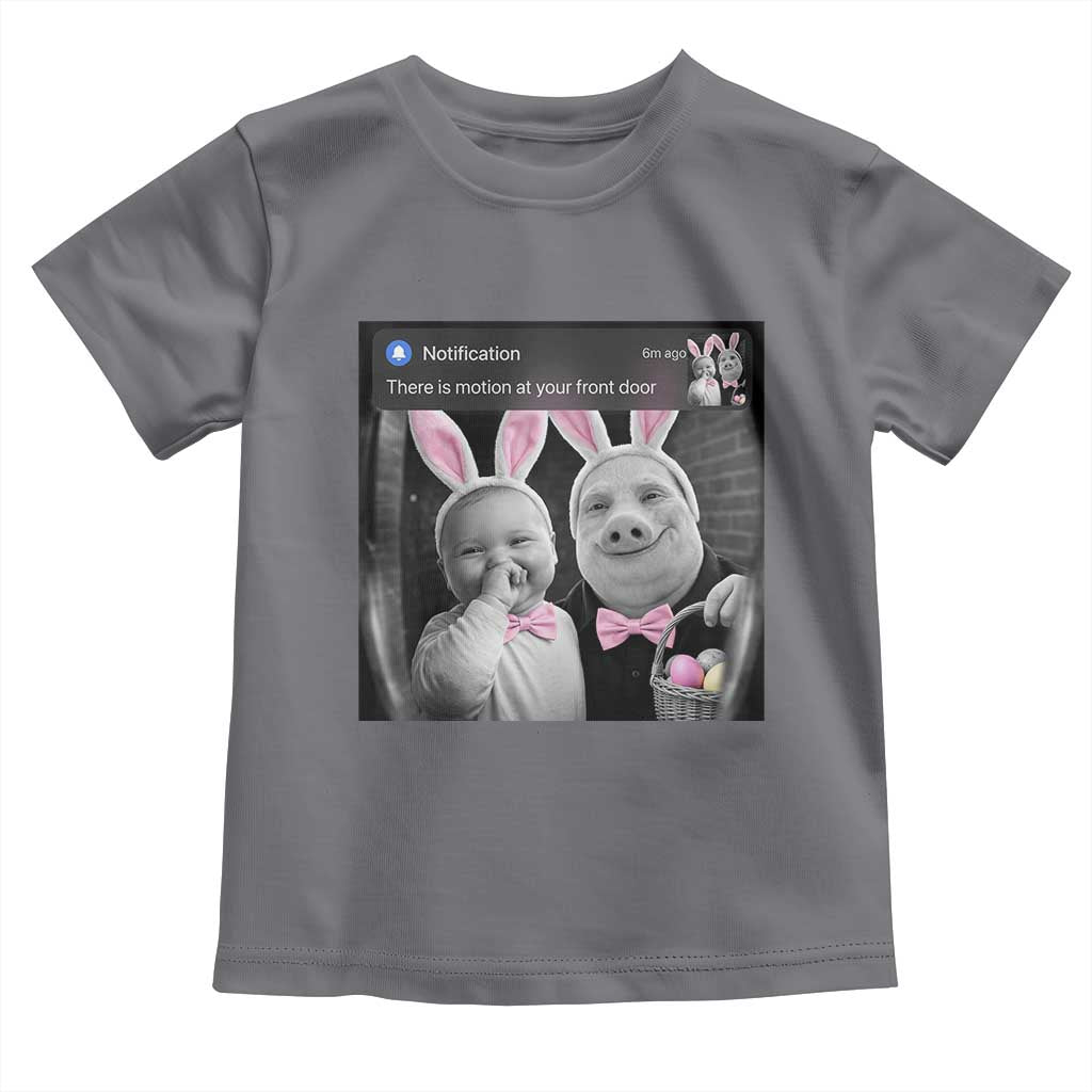 Funny Easter AI Baby with John Pork Meme Toddler T Shirt There Is Motion at Your Front Door Notification Humor