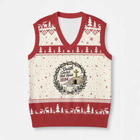 Death Could Not Hold Him Jesus Christian Easter V-Neck Knit Sweater Vest He Is Risen Faith Message