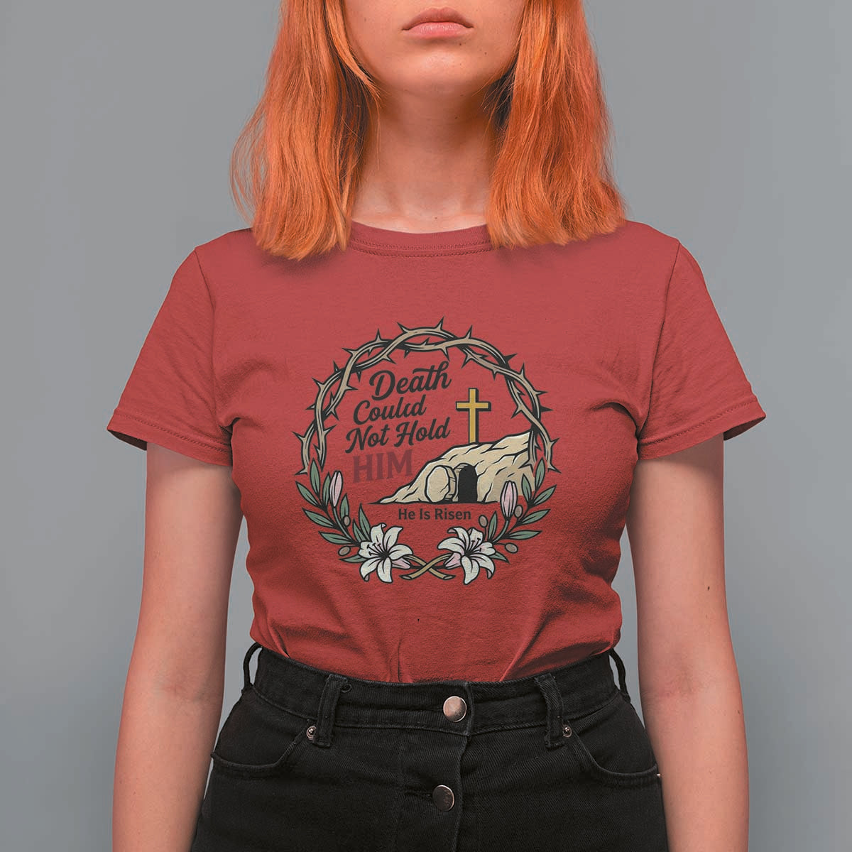 Death Could Not Hold Him Jesus Christian Easter T Shirt For Women He Is Risen Faith Message