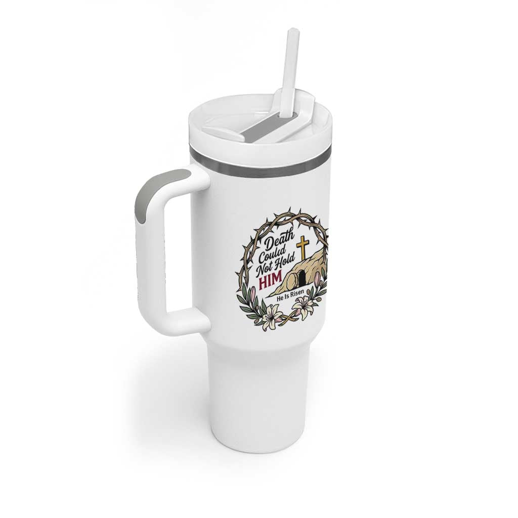 Death Could Not Hold Him Jesus Christian Easter Tumbler With Handle He Is Risen Faith Message