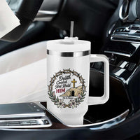 Death Could Not Hold Him Jesus Christian Easter Tumbler With Handle He Is Risen Faith Message
