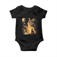Mystical Moonlit Bunny Graphic Baby Onesie Glowing Rabbit Under Full Moon Waterfall Nature Scene