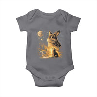 Mystical Moonlit Bunny Graphic Baby Onesie Glowing Rabbit Under Full Moon Waterfall Nature Scene