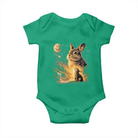 Mystical Moonlit Bunny Graphic Baby Onesie Glowing Rabbit Under Full Moon Waterfall Nature Scene