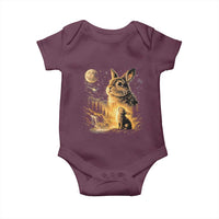Mystical Moonlit Bunny Graphic Baby Onesie Glowing Rabbit Under Full Moon Waterfall Nature Scene