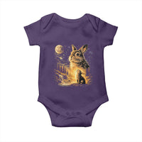 Mystical Moonlit Bunny Graphic Baby Onesie Glowing Rabbit Under Full Moon Waterfall Nature Scene
