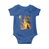 Mystical Moonlit Bunny Graphic Baby Onesie Glowing Rabbit Under Full Moon Waterfall Nature Scene