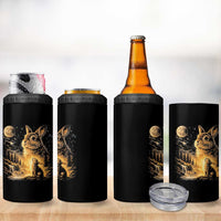 Mystical Moonlit Bunny Graphic 4 in 1 Can Cooler Tumbler Glowing Rabbit Under Full Moon Waterfall Nature Scene