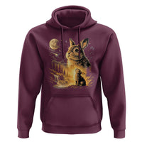 Mystical Moonlit Bunny Graphic Hoodie Glowing Rabbit Under Full Moon Waterfall Nature Scene