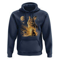 Mystical Moonlit Bunny Graphic Hoodie Glowing Rabbit Under Full Moon Waterfall Nature Scene