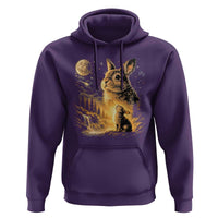 Mystical Moonlit Bunny Graphic Hoodie Glowing Rabbit Under Full Moon Waterfall Nature Scene