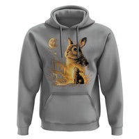 Mystical Moonlit Bunny Graphic Hoodie Glowing Rabbit Under Full Moon Waterfall Nature Scene