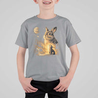 Mystical Moonlit Bunny Graphic T Shirt For Kid Glowing Rabbit Under Full Moon Waterfall Nature Scene