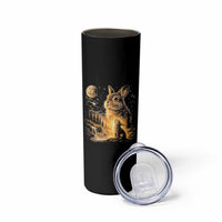 Mystical Moonlit Bunny Graphic Skinny Tumbler Glowing Rabbit Under Full Moon Waterfall Nature Scene