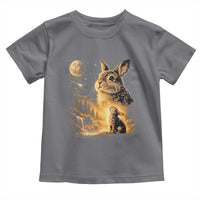 Mystical Moonlit Bunny Graphic Toddler T Shirt Glowing Rabbit Under Full Moon Waterfall Nature Scene
