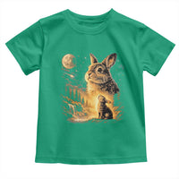 Mystical Moonlit Bunny Graphic Toddler T Shirt Glowing Rabbit Under Full Moon Waterfall Nature Scene