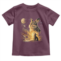 Mystical Moonlit Bunny Graphic Toddler T Shirt Glowing Rabbit Under Full Moon Waterfall Nature Scene