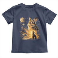 Mystical Moonlit Bunny Graphic Toddler T Shirt Glowing Rabbit Under Full Moon Waterfall Nature Scene