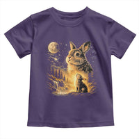 Mystical Moonlit Bunny Graphic Toddler T Shirt Glowing Rabbit Under Full Moon Waterfall Nature Scene