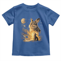 Mystical Moonlit Bunny Graphic Toddler T Shirt Glowing Rabbit Under Full Moon Waterfall Nature Scene