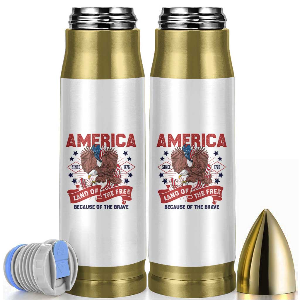 Patriotic American Eagle Bullet Tumbler Land Of The Free Because Of The Brave 1776 US Pride 4th of July