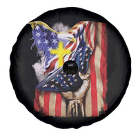 Patriotic American Eagle Spare Tire Cover US Flag Christian Cross One Nation Under God
