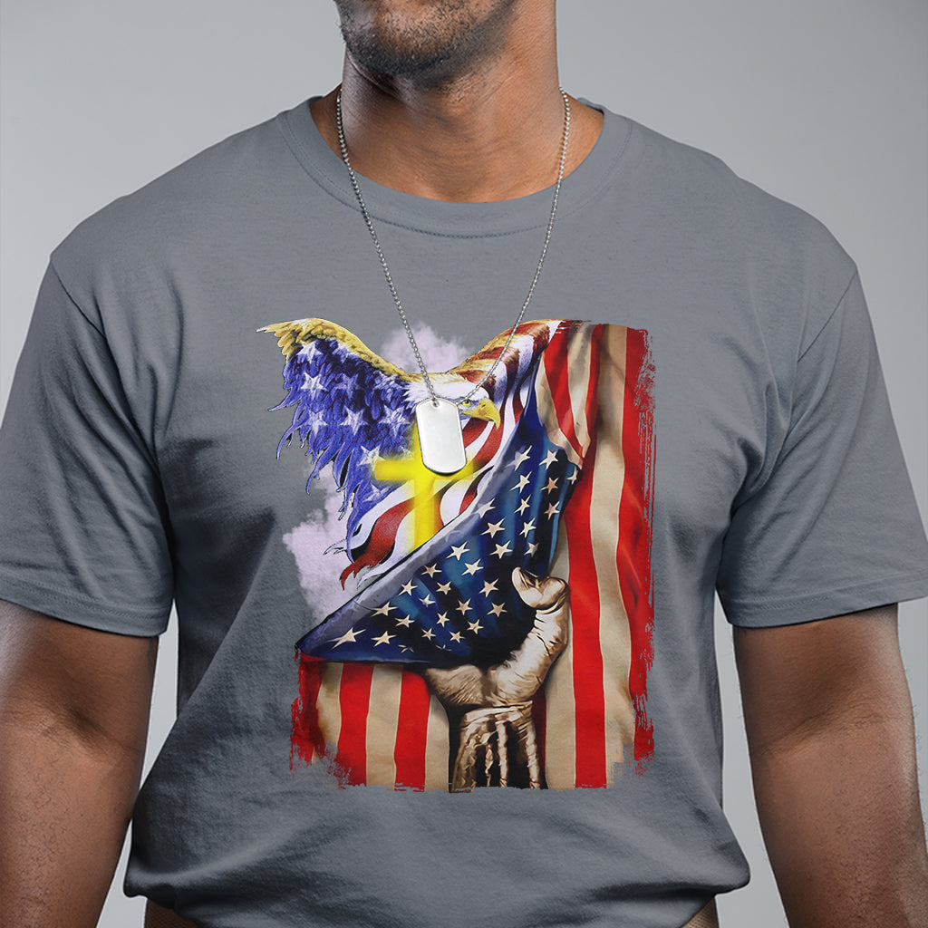 Eagle USA Christian Patriot One Nation Under God T Shirt - Wonder Print Shop