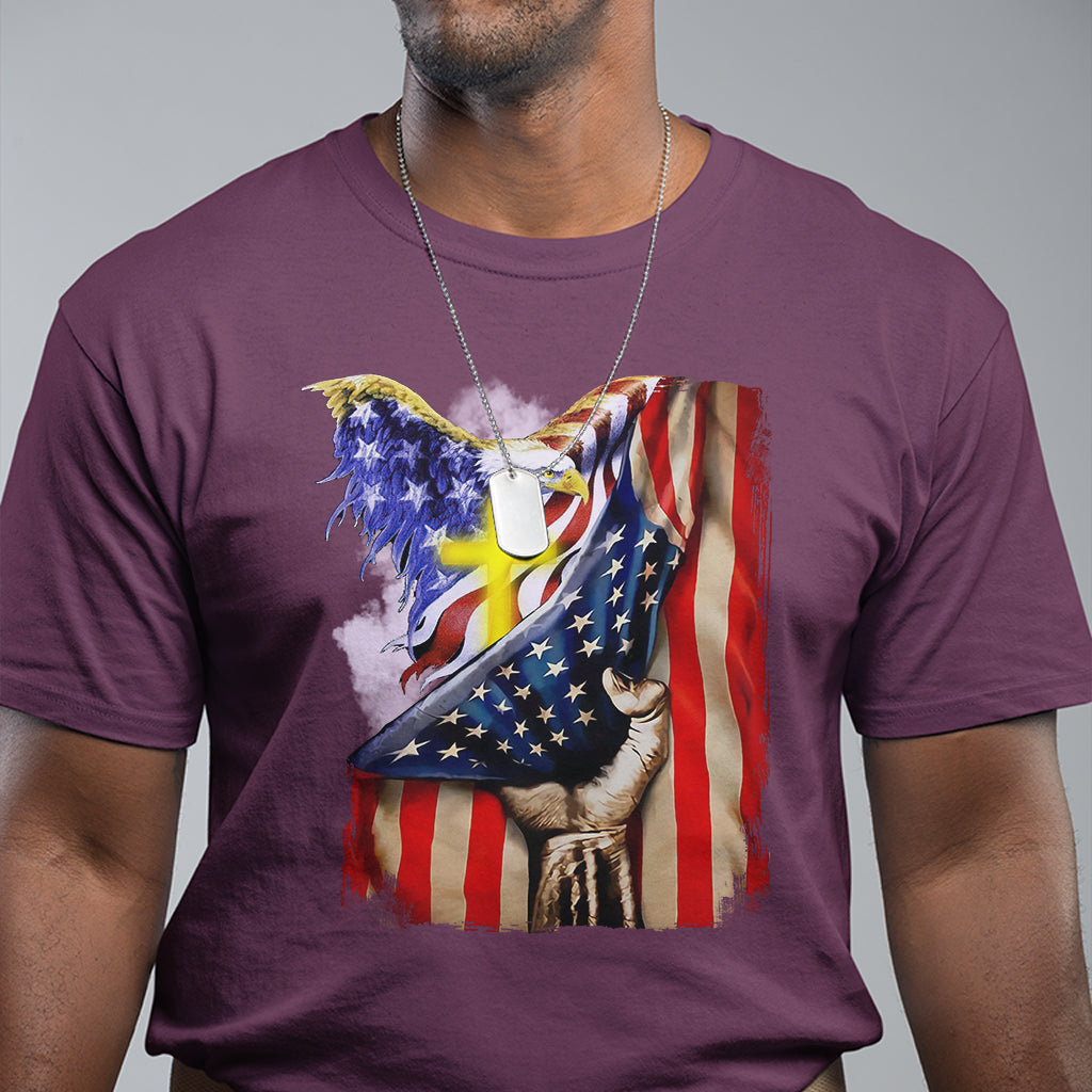 Eagle USA Christian Patriot One Nation Under God T Shirt - Wonder Print Shop