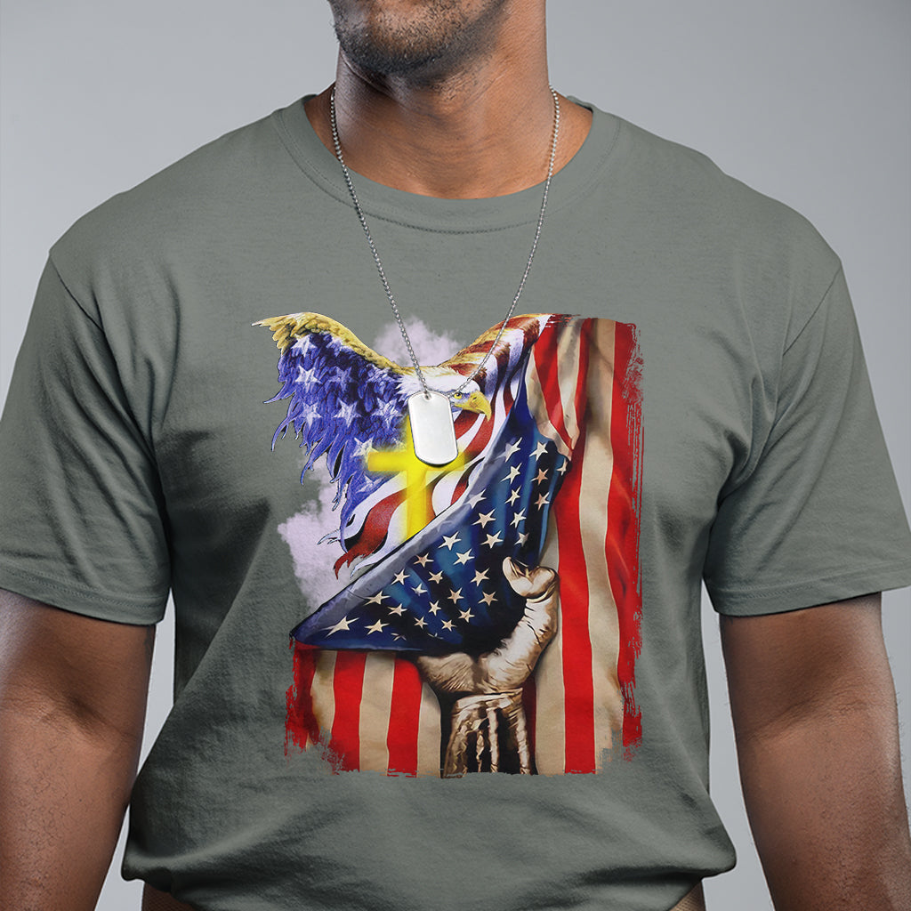 Eagle USA Christian Patriot One Nation Under God T Shirt - Wonder Print Shop