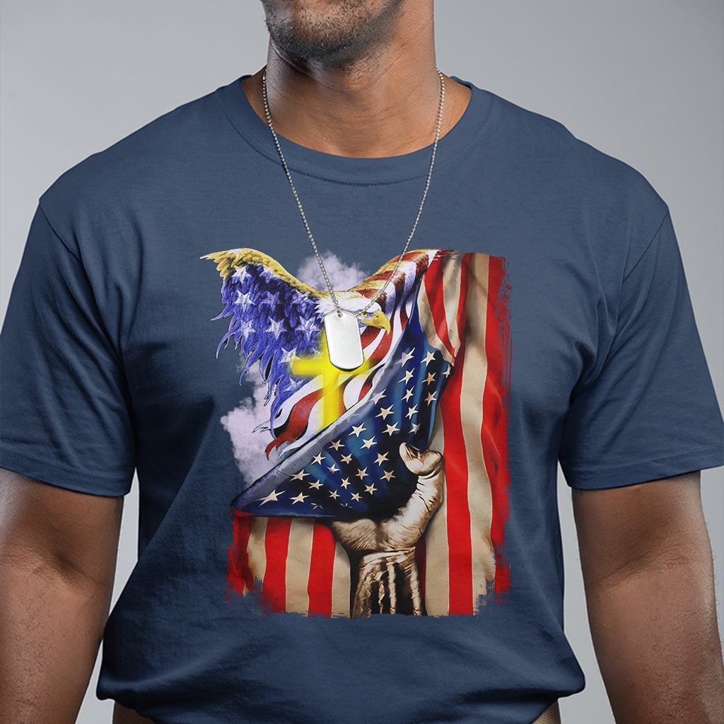 Eagle USA Christian Patriot One Nation Under God T Shirt - Wonder Print Shop