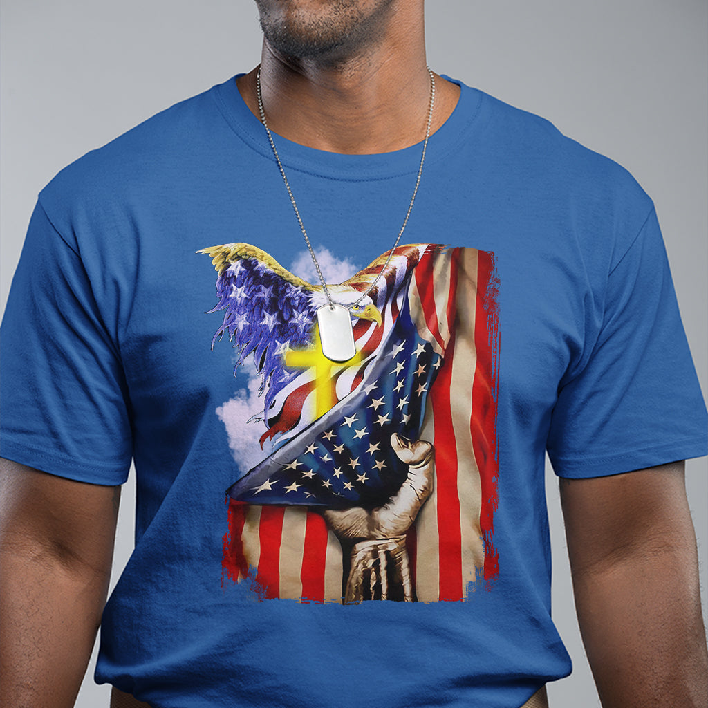 Eagle USA Christian Patriot One Nation Under God T Shirt - Wonder Print Shop