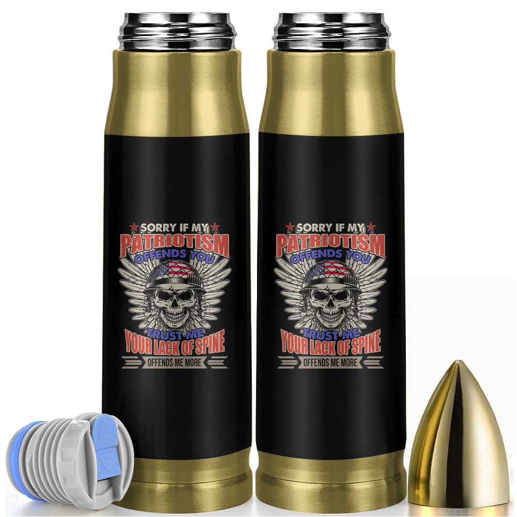 American Patriotic Skull Bullet Tumbler Sorry If My Patriotism Offends You US Veteran Patriots