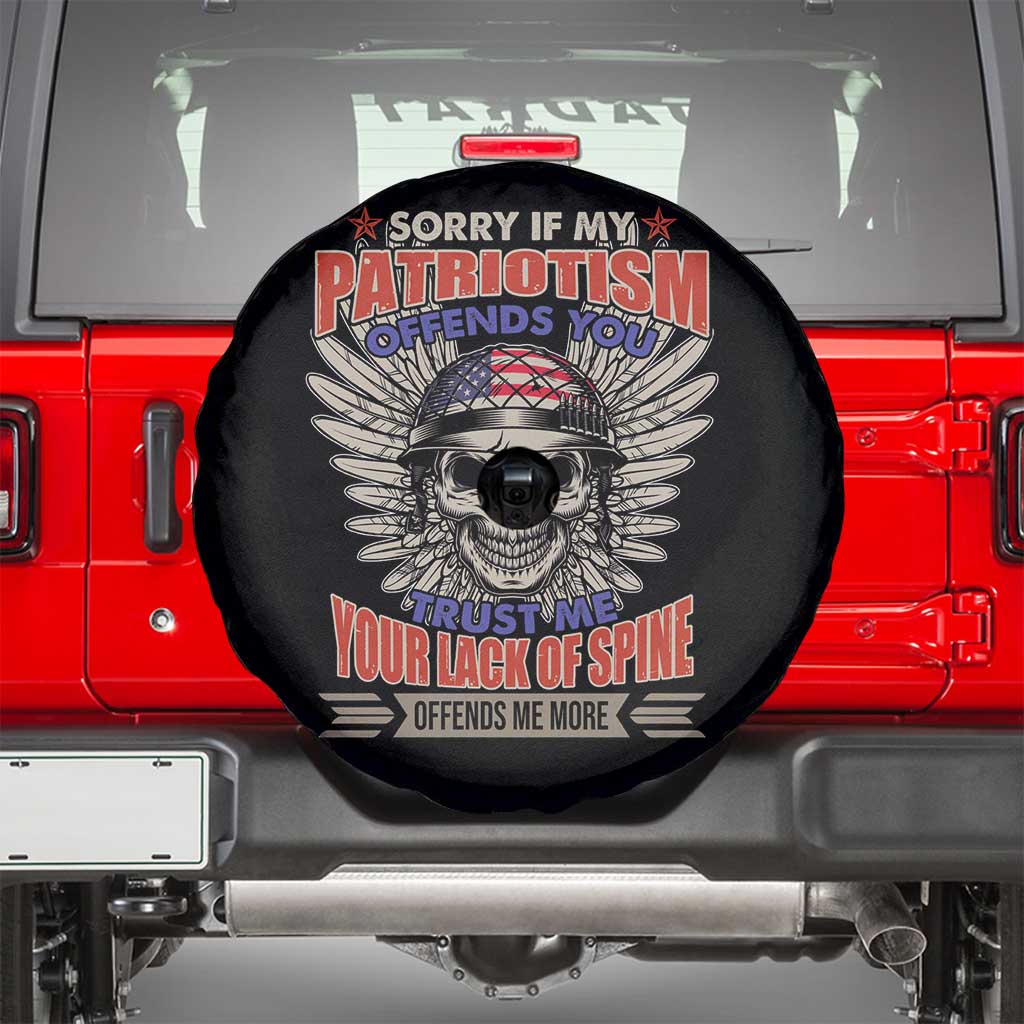 American Patriotic Skull Spare Tire Cover Sorry If My Patriotism Offends You US Veteran Patriots