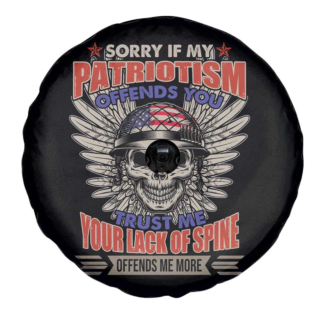 American Patriotic Skull Spare Tire Cover Sorry If My Patriotism Offends You US Veteran Patriots