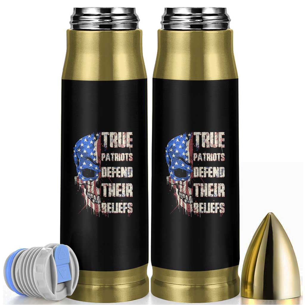 American Patriotic Skull Bullet Tumbler True Patriots Defends Their Beliefs Spirit US Flag