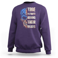 Sweatshirt True Patriots Defends Their Beliefs American Patriotic Spirit American Flag Skull - Wonder Print Shop