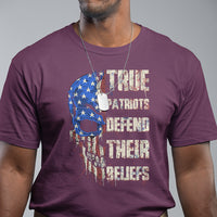 True Patriots Defends Their Beliefs American Patriotic Spirit American Flag Skull T Shirt - Wonder Print Shop