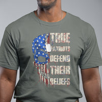 True Patriots Defends Their Beliefs American Patriotic Spirit American Flag Skull T Shirt - Wonder Print Shop
