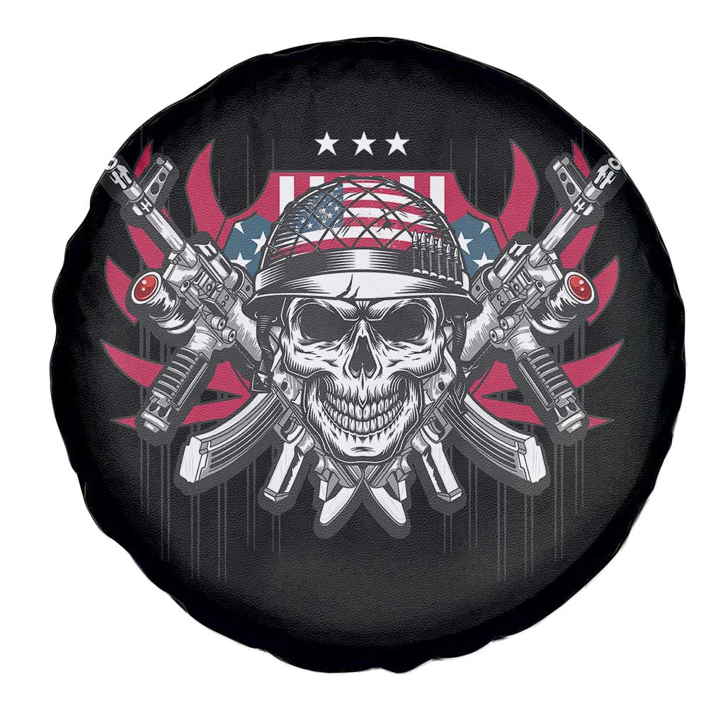 Patriotic Soldier Skull Spare Tire Cover 4th of July American Flag US Pride TS02