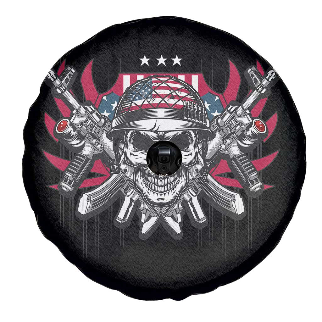 Patriotic Soldier Skull Spare Tire Cover 4th of July American Flag US Pride TS02