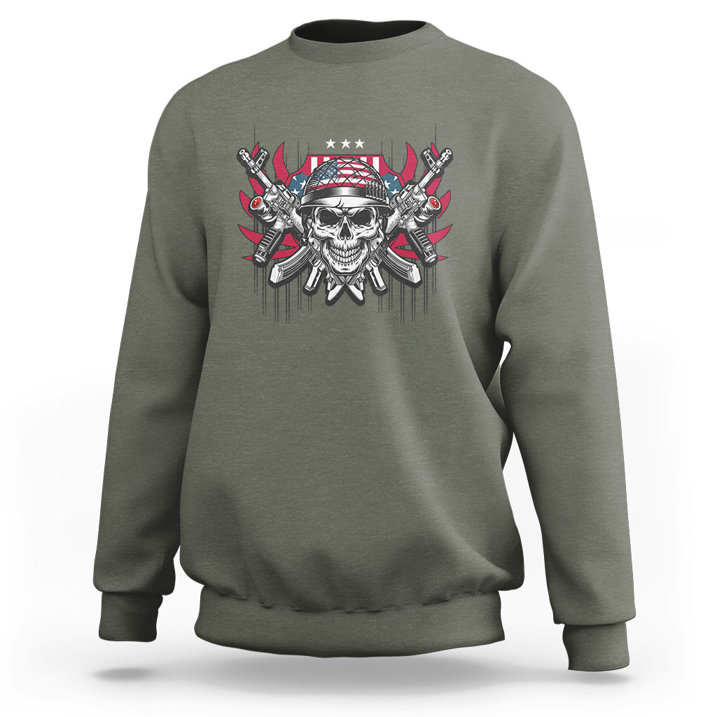 Sweatshirt American Soldier Skull 4th of July American Flag USA US Pride Proud To Be An American Patriotic - Wonder Print Shop