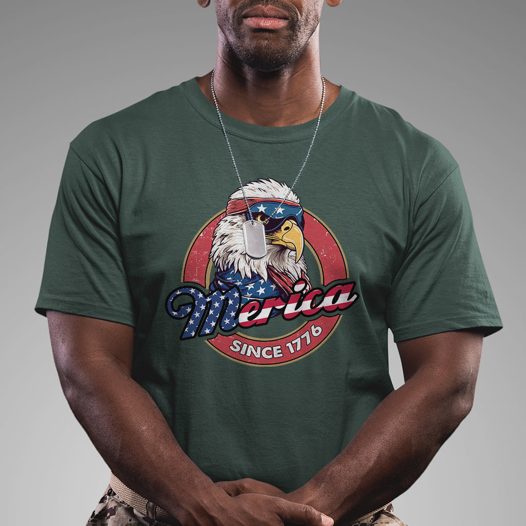 Patriotic USA Eagle Of Freedom Tour Born To Be Free 'Merica Since 1776 4th of July Independence Day Balc Eagle T Shirt - Wonder Print Shop