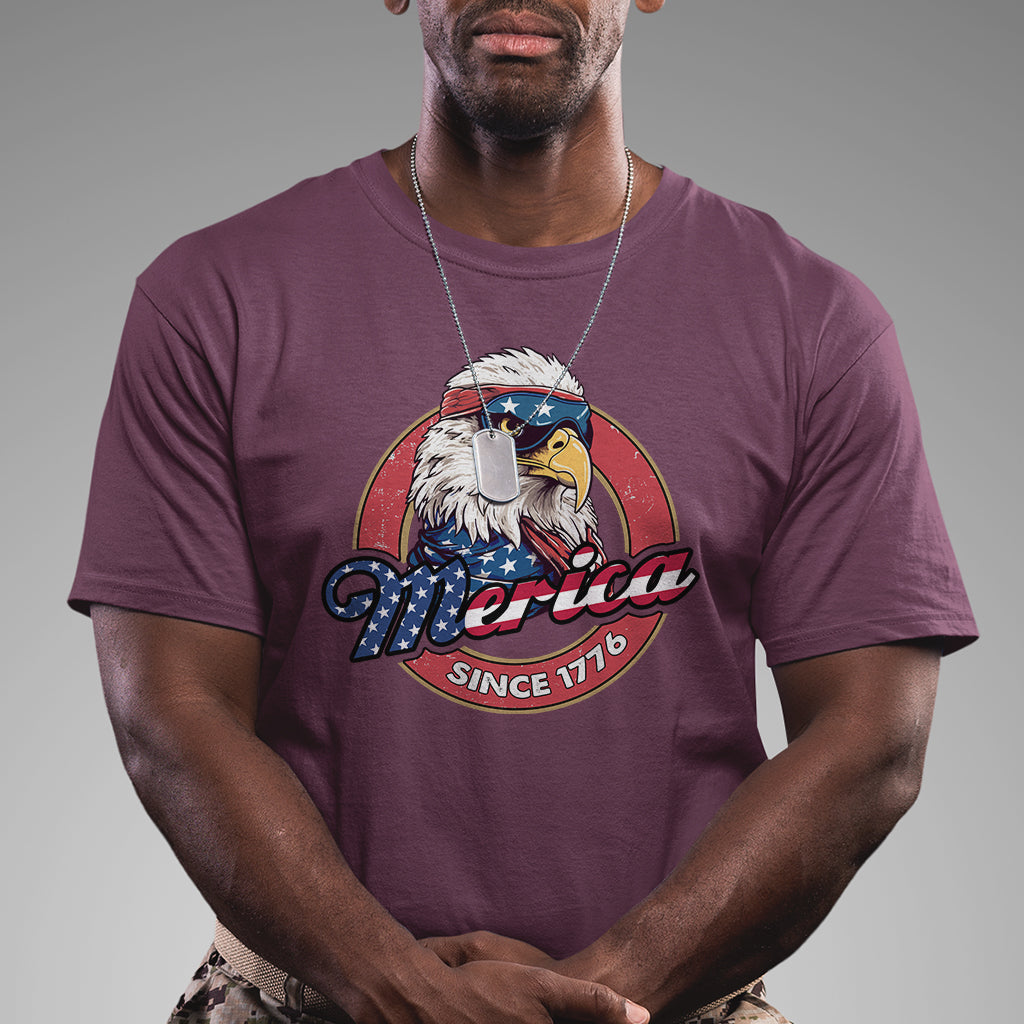 Patriotic USA Eagle Of Freedom Tour Born To Be Free 'Merica Since 1776 4th of July Independence Day Balc Eagle T Shirt - Wonder Print Shop