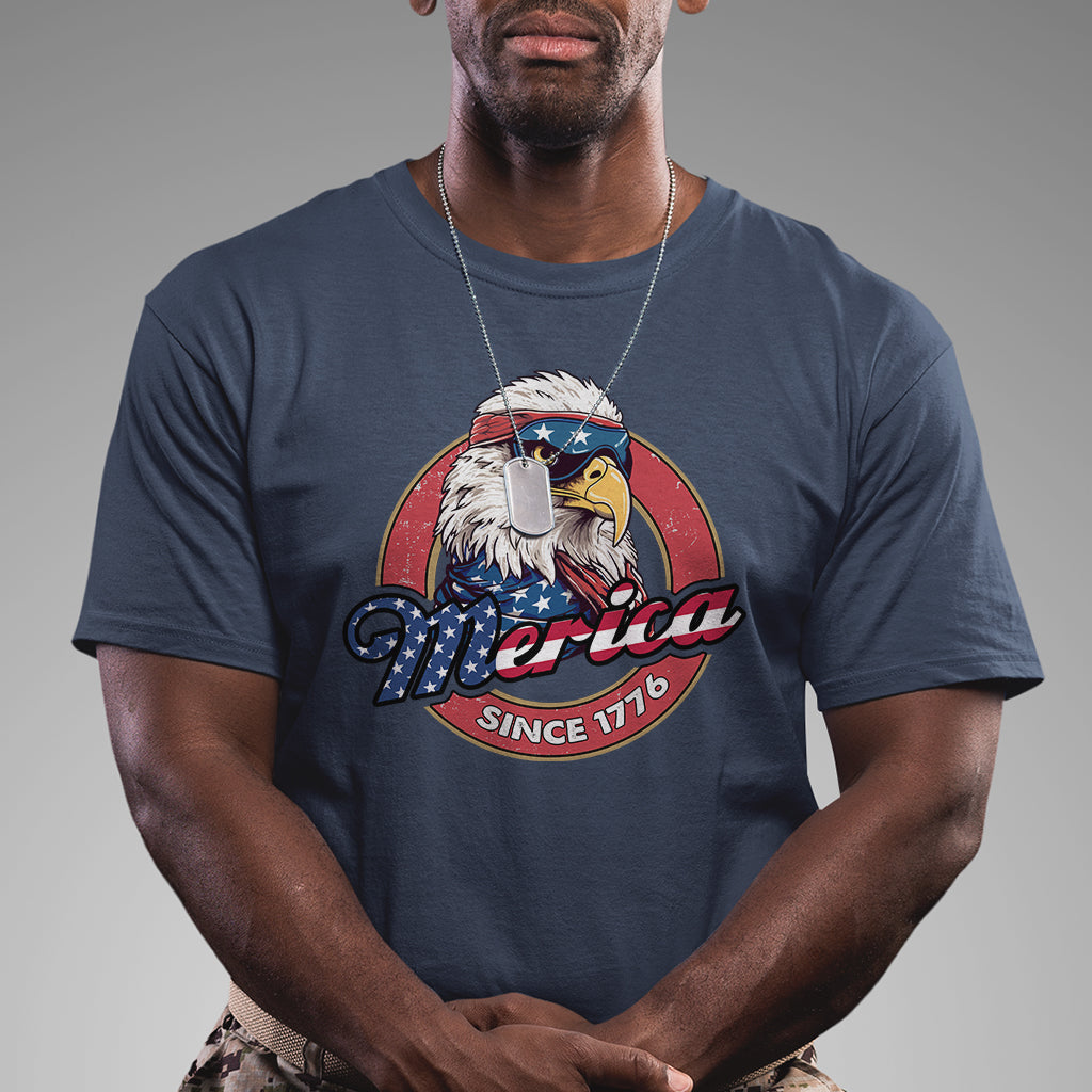 Patriotic USA Eagle Of Freedom Tour Born To Be Free 'Merica Since 1776 4th of July Independence Day Balc Eagle T Shirt - Wonder Print Shop