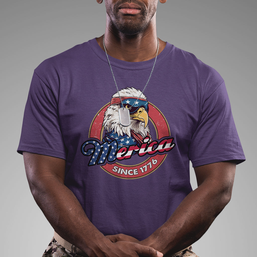 Patriotic USA Eagle Of Freedom Tour Born To Be Free 'Merica Since 1776 4th of July Independence Day Balc Eagle T Shirt - Wonder Print Shop