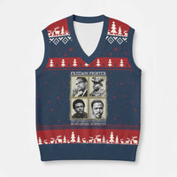 Freedom Fighters Heritage V-Neck Knit Sweater Vest Malcolm X Marcus Garvey Huey P Newton Steve Biko Revolution - Wonder Print Shop